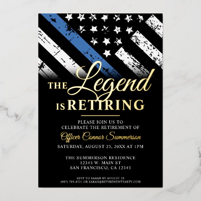 Police Blue Line Flag Law Enforcement Retirement (Front)