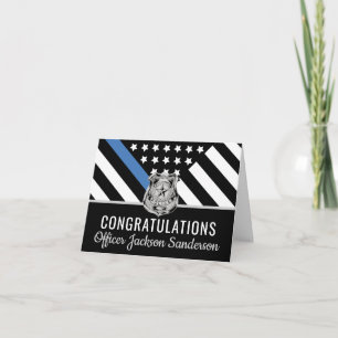 Police Blue Line Flag Retirement Congratulations Card