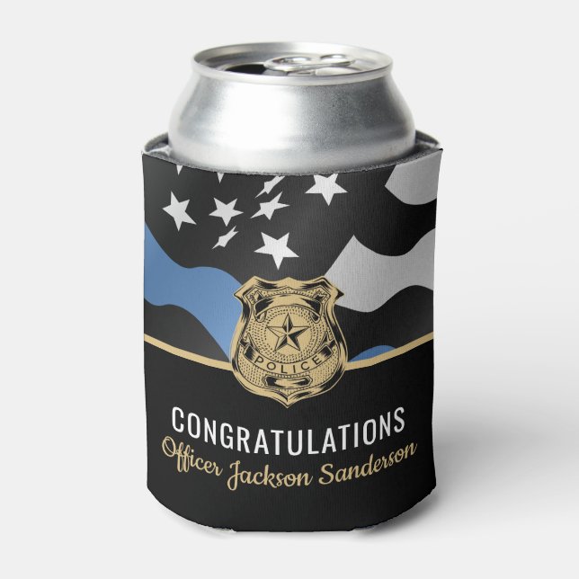 Police Blue Line Law Enforcement Retirement Party Can Cooler (Can Front)