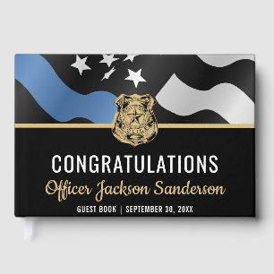 Police Blue Line Law Enforcement Retirement Party Guest Book