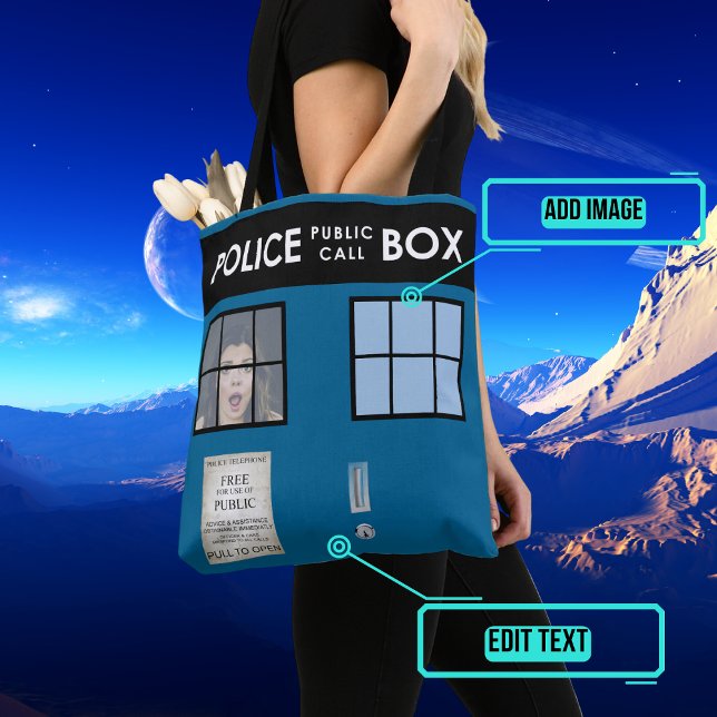 Police Box Customised Tote (Travel anywhere in time and space with this fun tote)