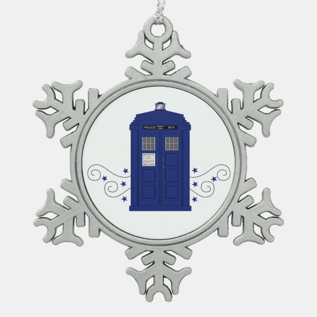 Police Box Swirls Pewter Ornament (Front)