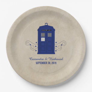 Police Box Wedding Paper Plates v6