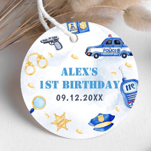 Police Boy 1st Birthday Party Favour Tags