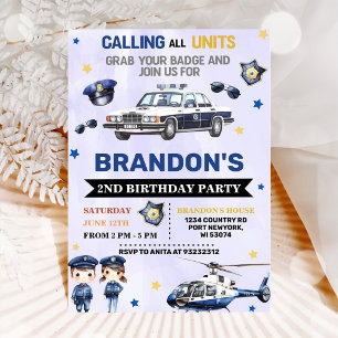 Police Boy 2nd Birthday Party Invitation