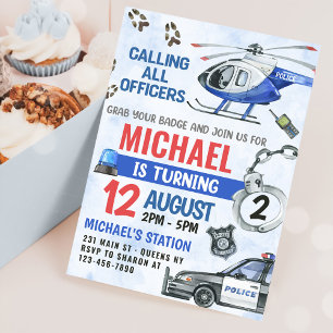 Police Boy 2nd Birthday Party Invitation