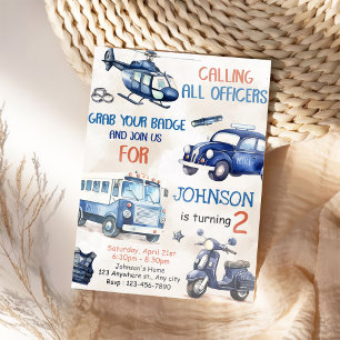 Police Boy 2nd Birthday Party Invitation