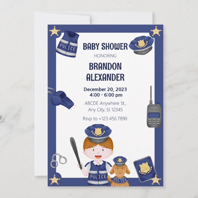 Police boy baby shower Invitation (Front)
