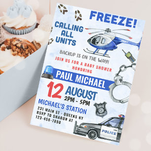 Police Boy Baby Shower Party  Invitation