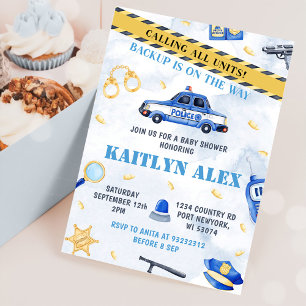 Police Boy Baby Shower Party Invitation