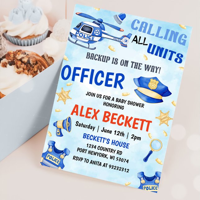 Police Boy Baby Shower Party Invitation (Creator Uploaded)