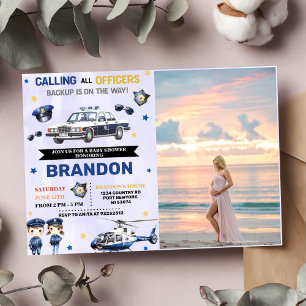 Police Boy Baby Shower Party Photo Invitation