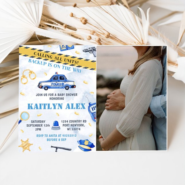 Police Boy Baby Shower Party Photo Invitation (Creator Uploaded)