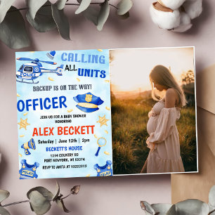 Police Boy Baby Shower Party Photo Invitation