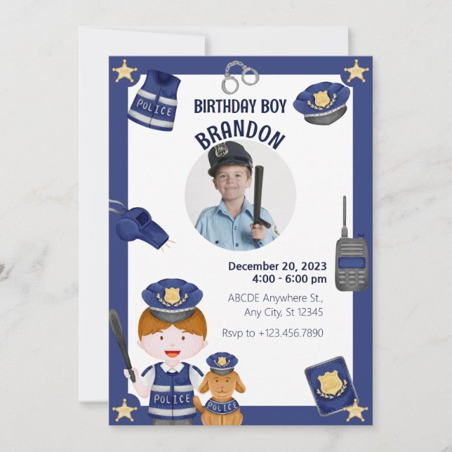 Police boy Invitation (Front)