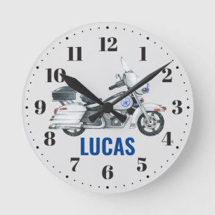 Police Boys Bedroom Nursery Decor Round Clock