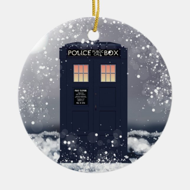 Police Call Box Ceramic Ornament (Front)