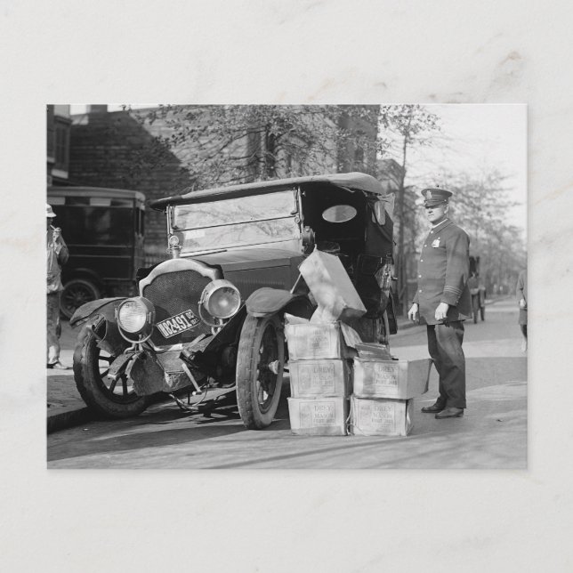 Police Capture Bootleggers Car, 1922 Postcard (Front)