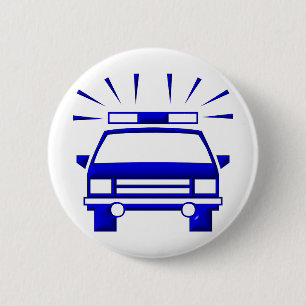 Police Car 6 Cm Round Badge