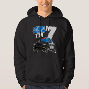 Police Car 7th Birthday Boy 7 Cop Policeman Office Hoodie