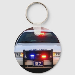 POLICE CAR - all lit up Key Ring