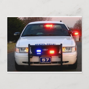 POLICE CAR - all lit up Postcard