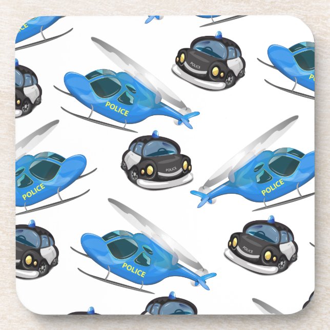 Police Car and helicopter Coaster (Front)