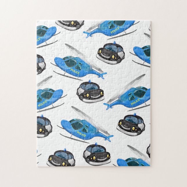 Police Car and helicopter Jigsaw Puzzle (Vertical)