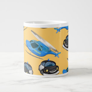 Police Car and helicopter Large Coffee Mug