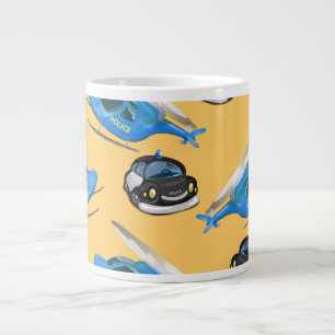 Police Car and helicopter Large Coffee Mug
