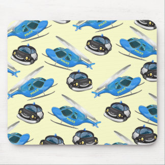 Police Car and helicopter Mouse Pad