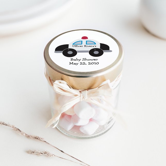 Police Car Baby Shower or Birthday Favour Sticker (Creator Uploaded)