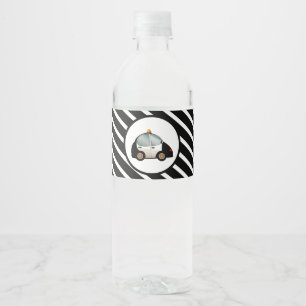 Police Car Birthday Party Water Bottle Label