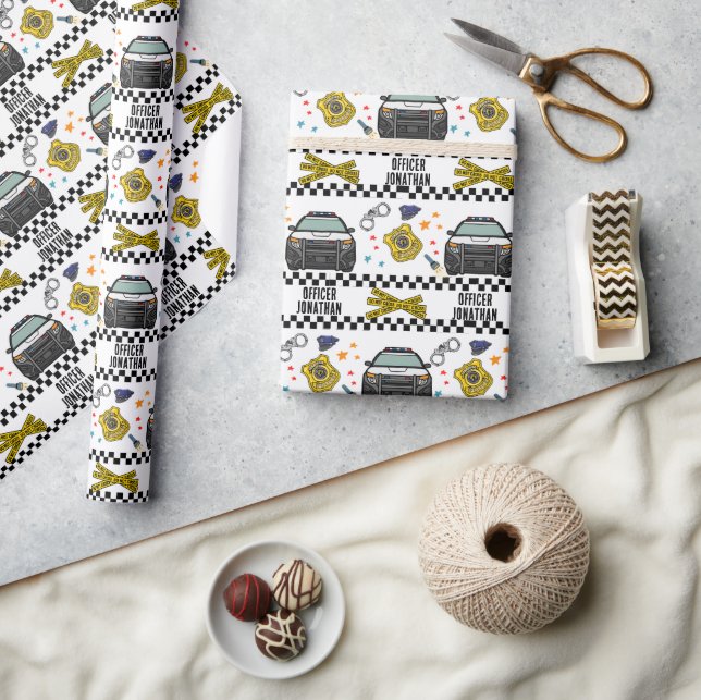 Police Car Birthday Party Wrapping Paper (Crafts)