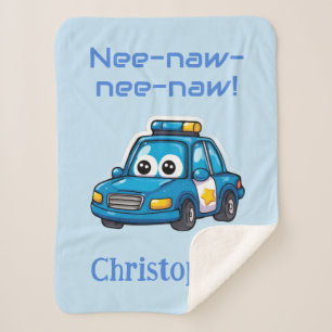 Police Car Blanket, Personalised Kids Sherpa Blanket