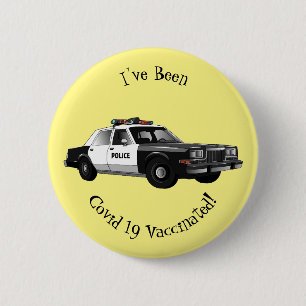 Police car cartoon illustration 6 cm round badge
