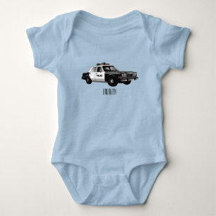Police car cartoon illustration baby bodysuit