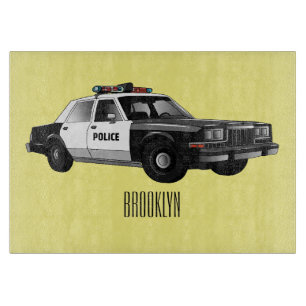 Police car cartoon illustration cutting board