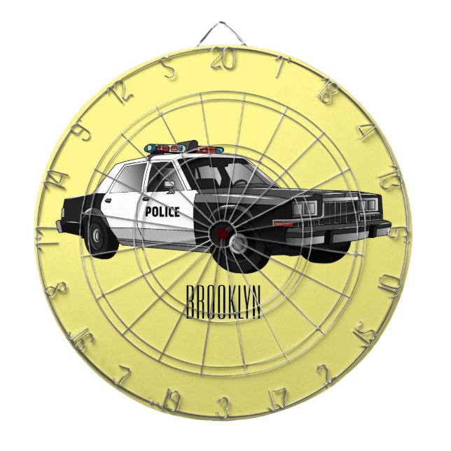 Police car cartoon illustration dartboard (Front)