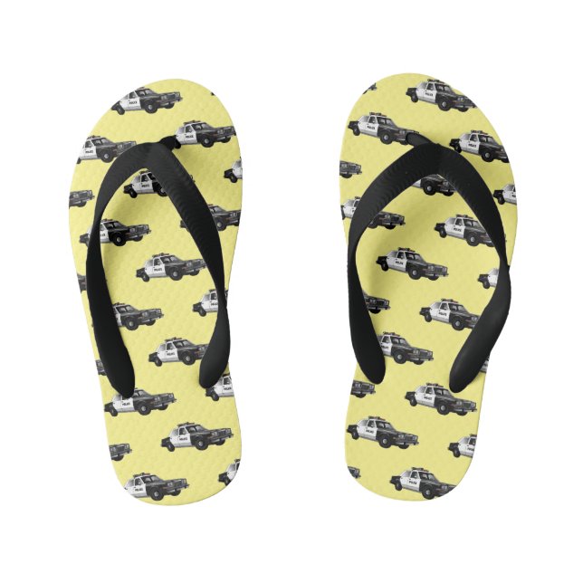 Police car cartoon illustration kid's thongs (Footbed)