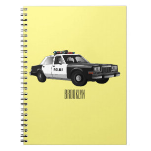Police car cartoon illustration notebook