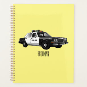 Police car cartoon illustration planner