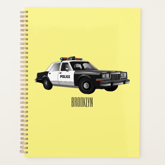 Police car cartoon illustration planner (Front)