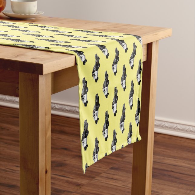 Police car cartoon illustration short table runner (In Situ)