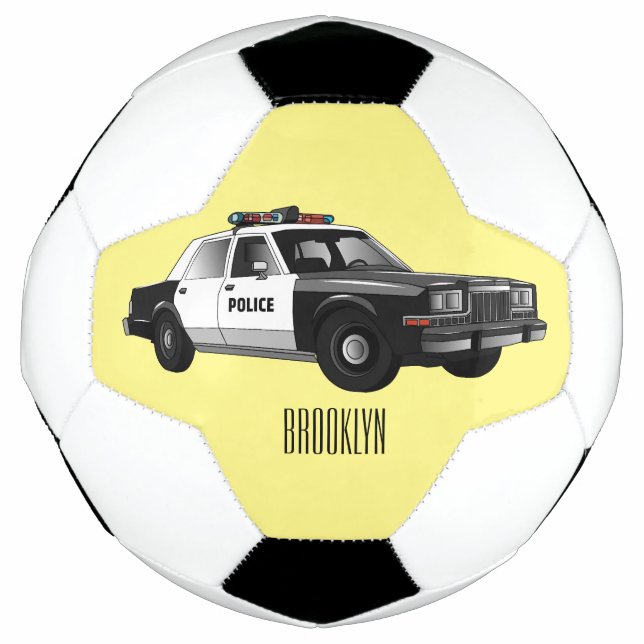Police car cartoon illustration soccer ball (Front)