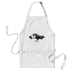Police car cartoon illustration standard apron