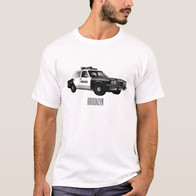 Police car cartoon illustration T-Shirt (Front)
