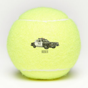 Police car cartoon illustration tennis balls