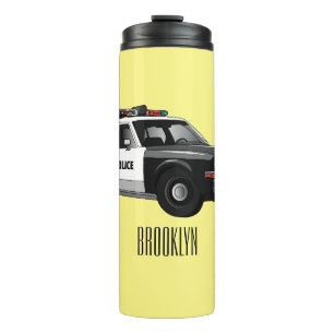 Police car cartoon illustration thermal tumbler
