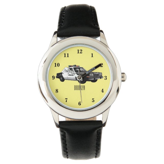 Police car cartoon illustration watch (Front)